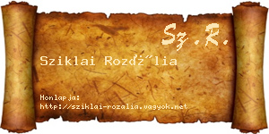 Sziklai Rozália névjegykártya
